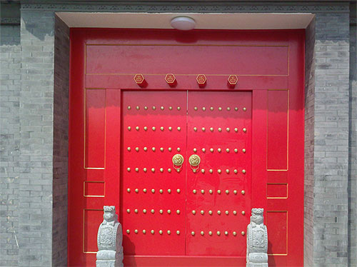 博尔塔拉中国传统四合院系列朱红色中式木制大门木作