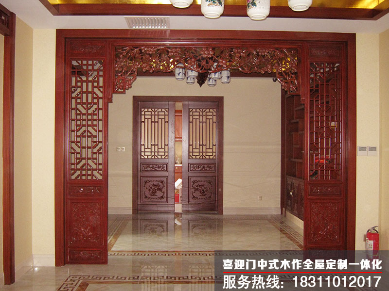 中式别墅花格挂落图片